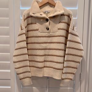 Canby Button Mockneck Sweater in Stripe